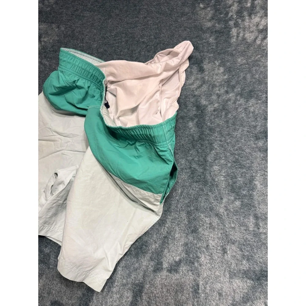 Nautica Mens Swim Trunks Green Grey Colorblock Board Shorts L T18020